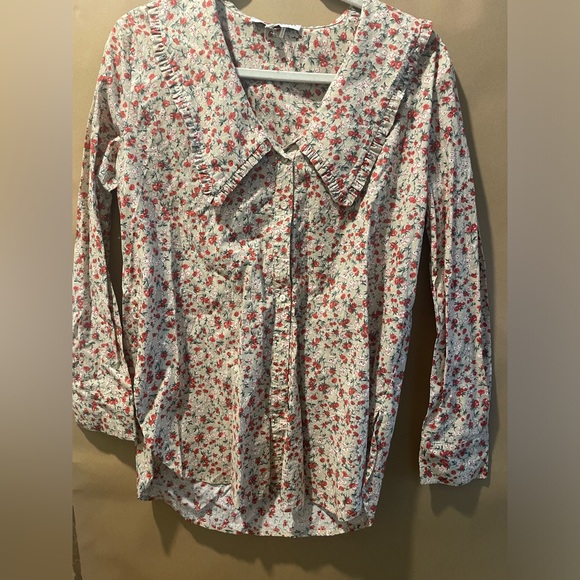 English Factory Floral Collar Detail Shirt. Size XS - Picture 4 of 5